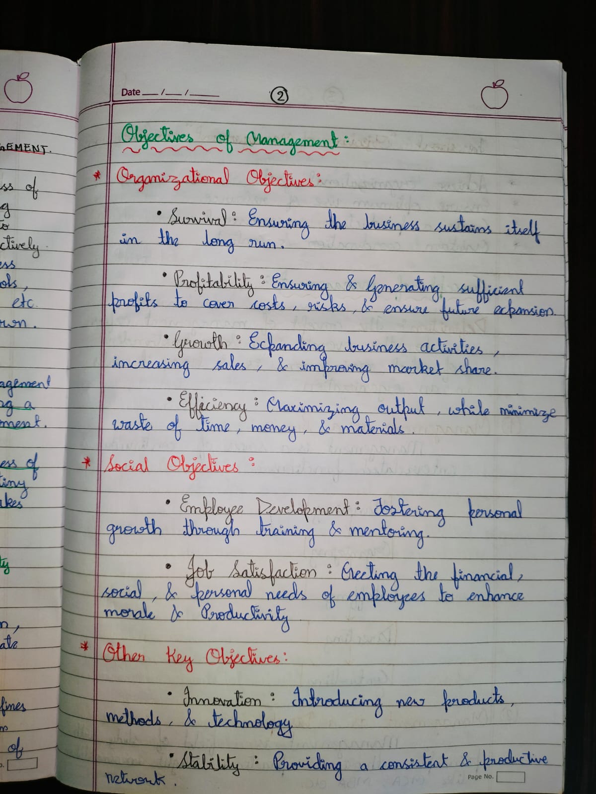 Management Note 2
