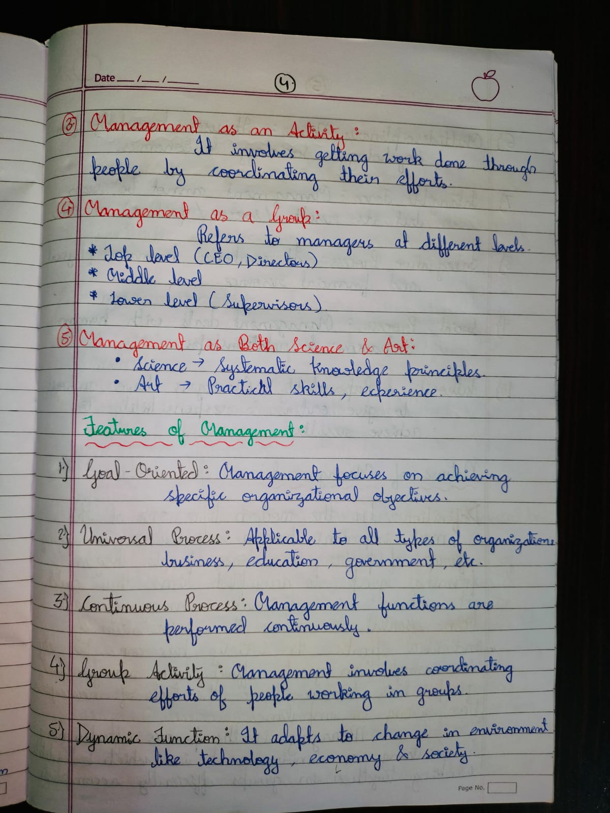 Management Note 4