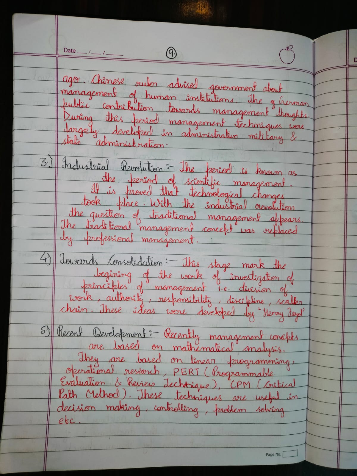 Management Note 9